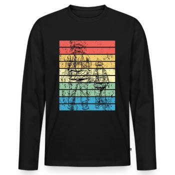 Pompier Pompier Vintage Père Fils - T-shirt manches longues Premium bio Homme - noir - Devant - Nico (187cm)
