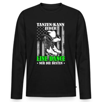 Tanzen kann jeder Line Dance die Besten - Männer Premium Bio Langarmshirt - Schwarz - Vorne - Nico (187cm)