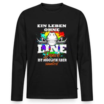 Ein Leben ohne Line Dance ist möglich aber sinnlos - Männer Premium Bio Langarmshirt - Schwarz - Vorne - Nico (187cm)