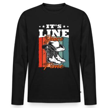 It`s Line Dance Time - Männer Premium Bio Langarmshirt - Schwarz - Vorne - Nico (187cm)