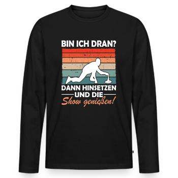 Eisstock Stocksport Eisstockschießen - Männer Premium Bio Langarmshirt - Schwarz - Vorne - Nico (187cm)