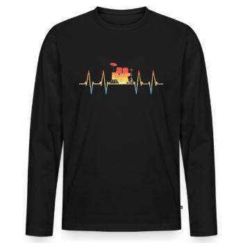 Batteur Batteur Batterie - T-shirt manches longues Premium bio Homme - noir - Devant - Nico (187cm)
