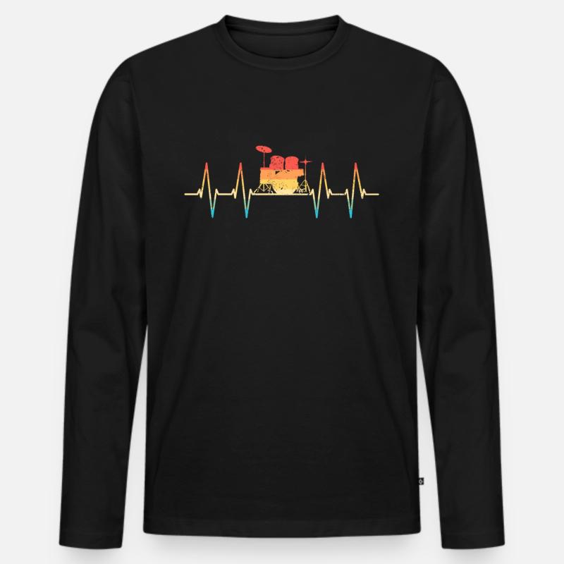 Drummer Schlagzeuger Schlagzeug - Männer Premium Bio Langarmshirt - Schwarz