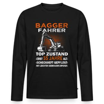 Baggerfahrer Top Zusand - Bagger Baggerführer - Männer Premium Bio Langarmshirt - Schwarz - Vorne - Nico (187cm)