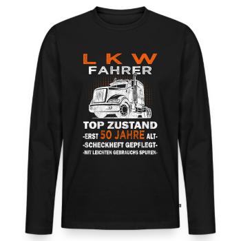 LKW Fahrer - Trucker Lastwagenfahrer - Männer Premium Bio Langarmshirt - Schwarz - Vorne - Nico (187cm)