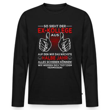 Zum Abschied Kollege - Arbeitsplatzwechsel - Männer Premium Bio Langarmshirt - Schwarz - Vorne - Nico (187cm)