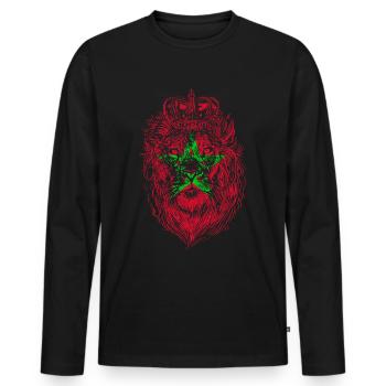 Lion marocain Maroc Marocain - T-shirt manches longues Premium bio Homme - noir - Devant - Nico (187cm)