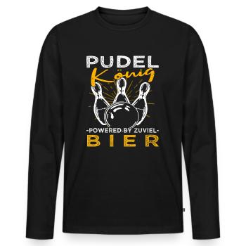 Pudelkönig - Kegelkönig - Kegelclub - Männer Premium Bio Langarmshirt - Schwarz - Vorne - Nico (187cm)