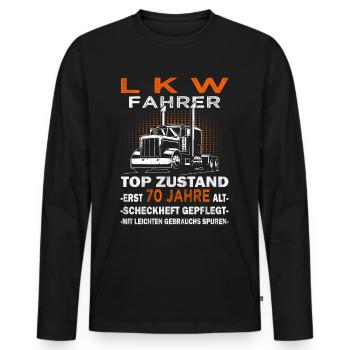 Trucker & LKW-Fahrer 70. Geburtstag - Männer Premium Bio Langarmshirt - Schwarz - Vorne - Nico (187cm)