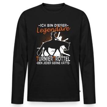 Turniertrottel - Turnierreiter - Westernreiter - Männer Premium Bio Langarmshirt - Schwarz - Vorne - Nico (187cm)