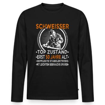Schweisser - Top Zustand erst 50 Jahre - Schweißer - Männer Premium Bio Langarmshirt - Schwarz - Vorne - Nico (187cm)