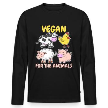 Végétalien pour les animaux Végétaliens - T-shirt manches longues Premium bio Homme - noir - Devant - Nico (187cm)