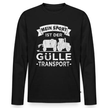 Gülle - Transport - Güllefahrer - Landwirt - Männer Premium Bio Langarmshirt - Schwarz - Vorne - Nico (187cm)