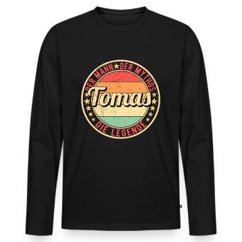 Tomas Der Mann Der Mythos Die Legende - Männer Premium Bio Langarmshirt - Schwarz - Vorne - Nico (187cm)