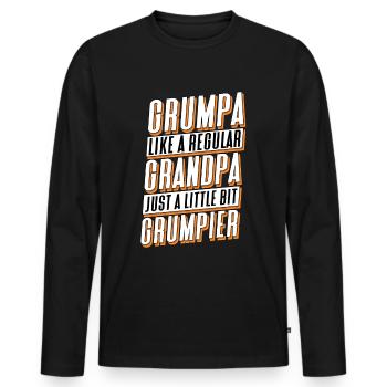 Grumpa Mürrischer Vieil homme Grand-père retraité - T-shirt manches longues Premium bio Homme - noir - Devant - Nico (187cm)