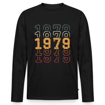 1979 - Men's Premium Organic Long Sleeve Shirt - black - Front - Nico (187cm)