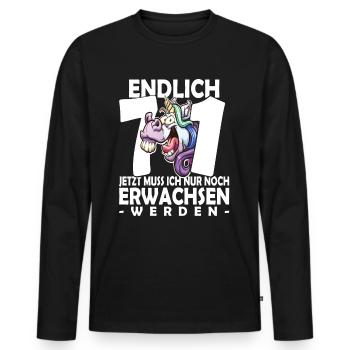 Endlich 71 Jahre - 71. Geburtstag - Männer Premium Bio Langarmshirt - Schwarz - Vorne - Nico (187cm)