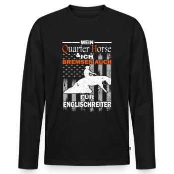 Mein Quarter Horse und ich - Westernreiten - Männer Premium Bio Langarmshirt - Schwarz - Vorne - Nico (187cm)