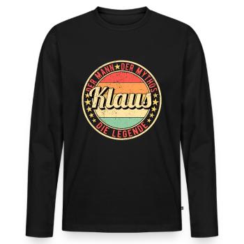 Klaus Der Mann Der Mythos Die Legende - Männer Premium Bio Langarmshirt - Schwarz - Vorne - Nico (187cm)