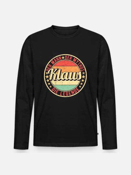 Klaus Der Mann Der Mythos Die Legende - Männer Premium Bio Langarmshirt - Schwarz