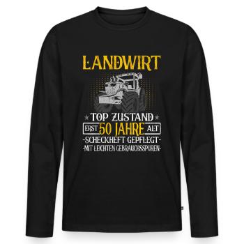 Landwirt 50 Jahre - Landwirtschaft - Bauernhof - Männer Premium Bio Langarmshirt - Schwarz - Vorne - Nico (187cm)