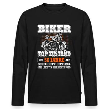 Motorradfahrer & Biker 50. Geburtstag - Männer Premium Bio Langarmshirt - Schwarz - Vorne - Nico (187cm)