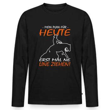 Mein Plan für heute Westernreiten - Reining Pferd - Männer Premium Bio Langarmshirt - Schwarz - Vorne - Nico (187cm)