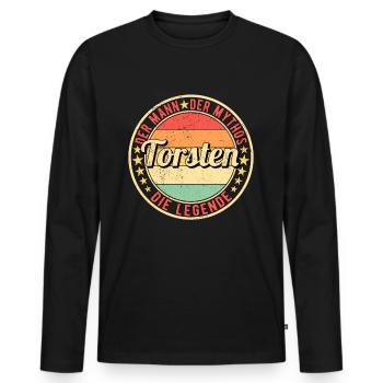 Torsten Der Mann Der Mythos Die Legende - Männer Premium Bio Langarmshirt - Schwarz - Vorne - Nico (187cm)