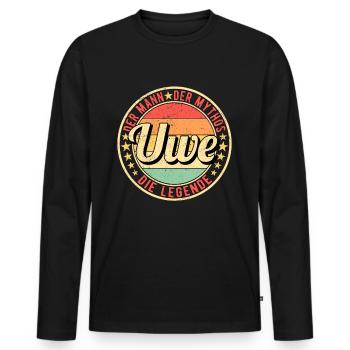 Uwe Der Mann Der Mythos Die Legende - Männer Premium Bio Langarmshirt - Schwarz - Vorne - Nico (187cm)