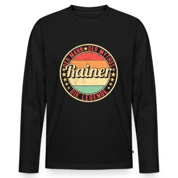 Rainer Der Mann Der Mythos Die Legende - Männer Premium Bio Langarmshirt - Schwarz - Vorne - Nico (187cm)