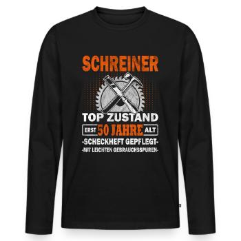 Schreiner erst 50 Jahre - Tischler - Drechsler - Männer Premium Bio Langarmshirt - Schwarz - Vorne - Nico (187cm)