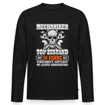 KFZ Mechaniker - Landmaschinenmechaniker -Tuning - Männer Premium Bio Langarmshirt - Schwarz - Vorne - Nico (187cm)