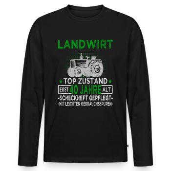 Landwirt 40 Jahre - Landwirtschaft - Bauernhof - Männer Premium Bio Langarmshirt - Schwarz - Vorne - Nico (187cm)