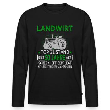 Landwirt 50 Jahre - Landwirtschaft - Bauernhof - Männer Premium Bio Langarmshirt - Schwarz - Vorne - Nico (187cm)