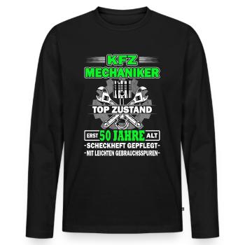 KFZ Mechaniker erst 50 Jahre - Tuning - Männer Premium Bio Langarmshirt - Schwarz - Vorne - Nico (187cm)
