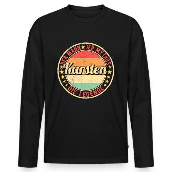 Karsten Der Mann Der Mythos Die Legende - Männer Premium Bio Langarmshirt - Schwarz - Vorne - Nico (187cm)