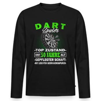 Dartspieler 50 Jahre - Dartkönig - Dart - Männer Premium Bio Langarmshirt - Schwarz - Vorne - Nico (187cm)
