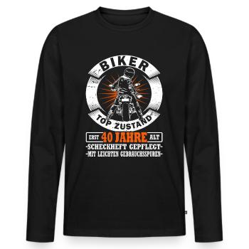 Motorradfahrer & Biker 40. Geburtstag - Männer Premium Bio Langarmshirt - Schwarz - Vorne - Nico (187cm)