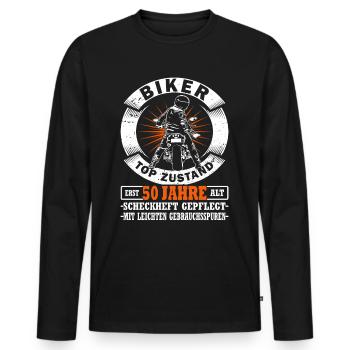 Motorradfahrer & Biker 50. Geburtstag - Männer Premium Bio Langarmshirt - Schwarz - Vorne - Nico (187cm)