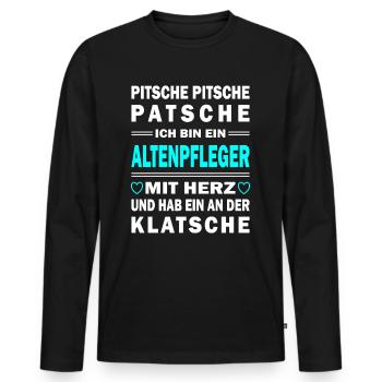 Altenpfleger - Pflegekraft - Pfleger - Männer Premium Bio Langarmshirt - Schwarz - Vorne - Nico (187cm)