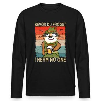 Bierspruch - Bierliebhaber - Faultier in Tracht - Männer Premium Bio Langarmshirt - Schwarz - Vorne - Nico (187cm)