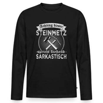 Steinmetz - Steinbearbeitung - Bildhauer - Männer Premium Bio Langarmshirt - Schwarz - Vorne - Nico (187cm)