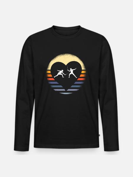 Fechten Degen Fechtduell Geschenkidee - Männer Premium Bio Langarmshirt - Schwarz