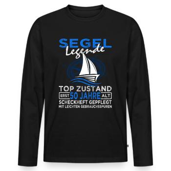 Segel Legende 50 Jahre - Segeln - Segelboot - Männer Premium Bio Langarmshirt - Schwarz - Vorne - Nico (187cm)