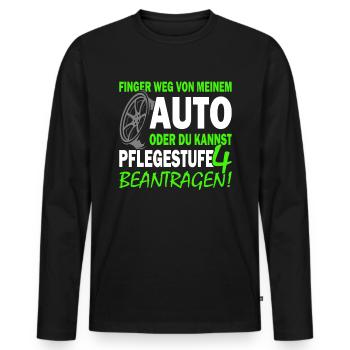 Finger weg von meinem Auto - Tuning - Schrauber - Männer Premium Bio Langarmshirt - Schwarz - Vorne - Nico (187cm)