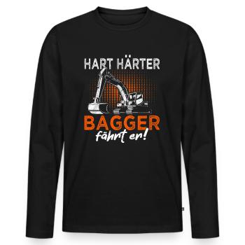 Bagger fährt er - Baggerfahrer - Baustelle - Männer Premium Bio Langarmshirt - Schwarz - Vorne - Nico (187cm)