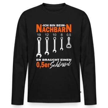 Bin beim Nachbarn - Nachbar - Nachbarin - Männer Premium Bio Langarmshirt - Schwarz - Vorne - Nico (187cm)