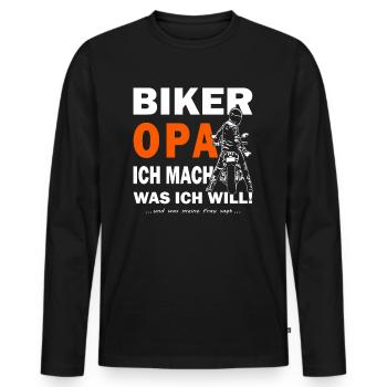 Biker Opa - Motorradfahrer - Motorrad - Männer Premium Bio Langarmshirt - Schwarz - Vorne - Nico (187cm)