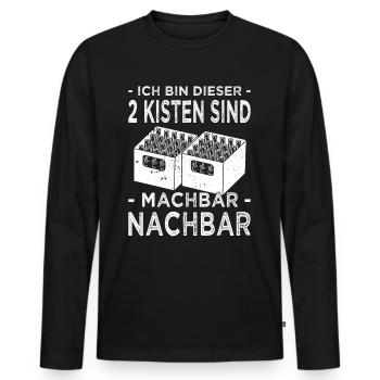 Nachbar - Nachbarin - Nachbarschaftsgeschenk - Männer Premium Bio Langarmshirt - Schwarz - Vorne - Nico (187cm)