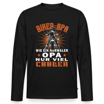 Biker Opa - Motorradfahrer - Motorrad - Männer Premium Bio Langarmshirt - Schwarz - Vorne - Nico (187cm)